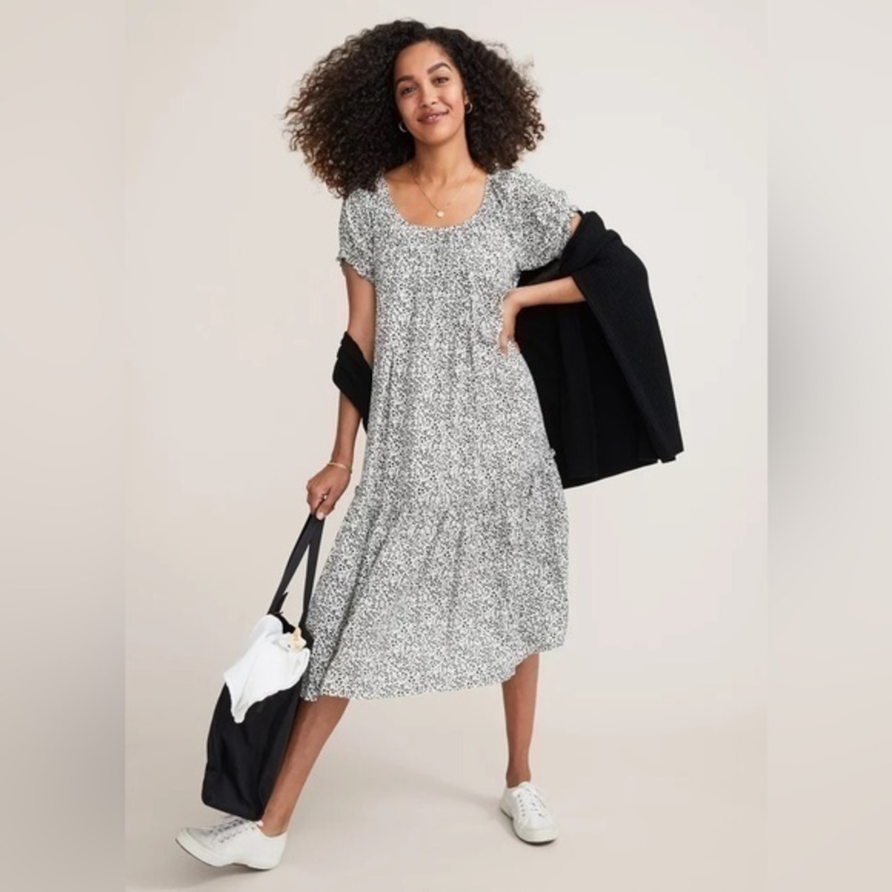 Hatch maternity the secret nursing dress 0 xs black white floral